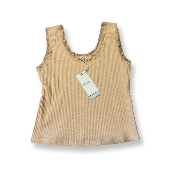 Miss Me Tops - Miss Me Ribbed Lace Tank